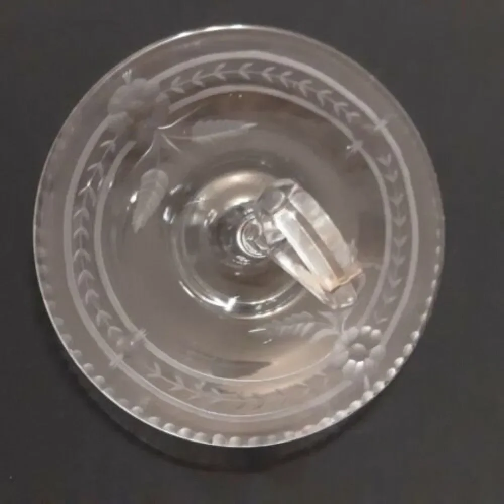 Vintage Elegant Depression Glass Tidbit Tray Clear Etched 1920s